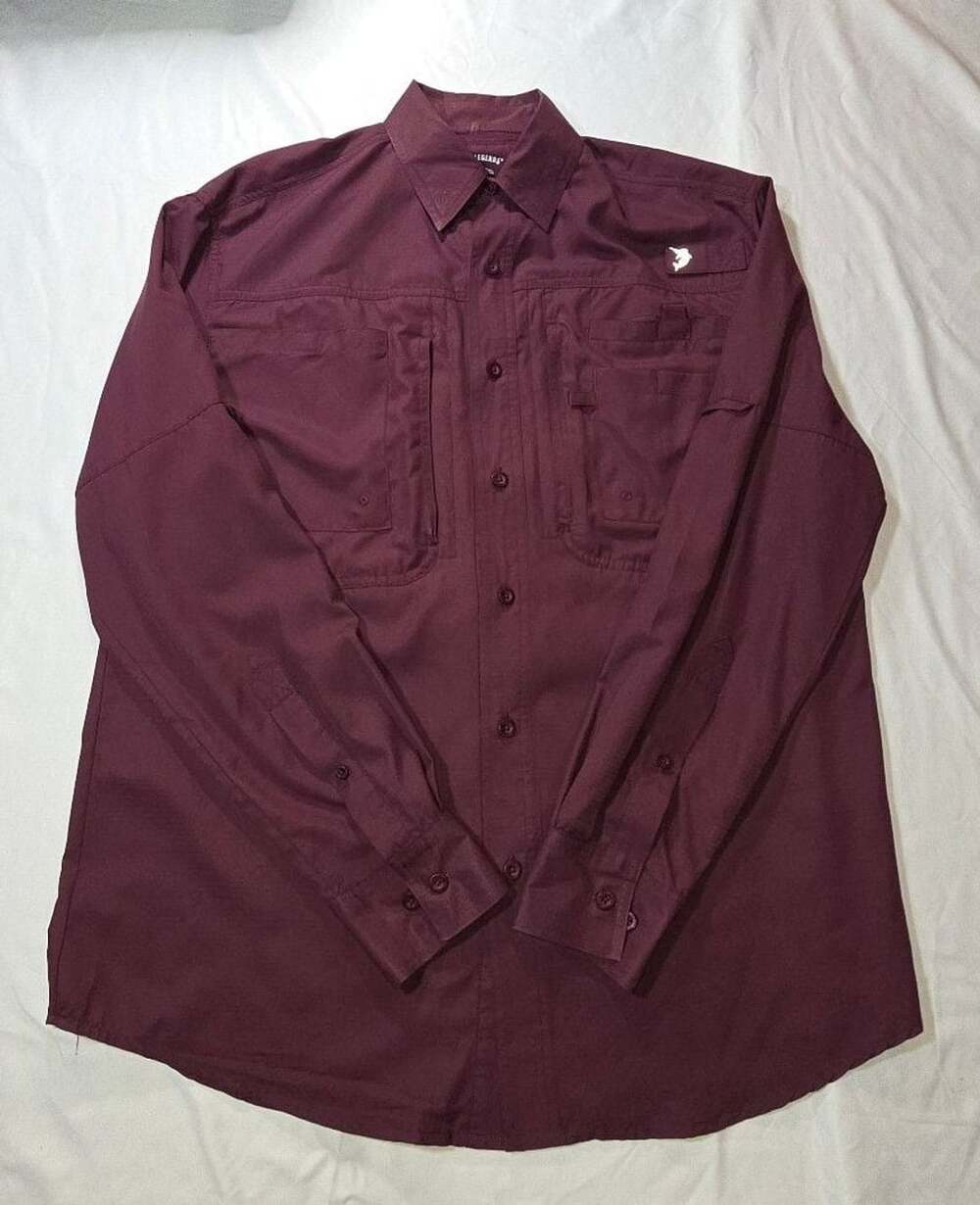 Reel Legends Fishing Shirt Size S Burgundy Long Sleeve Button Up